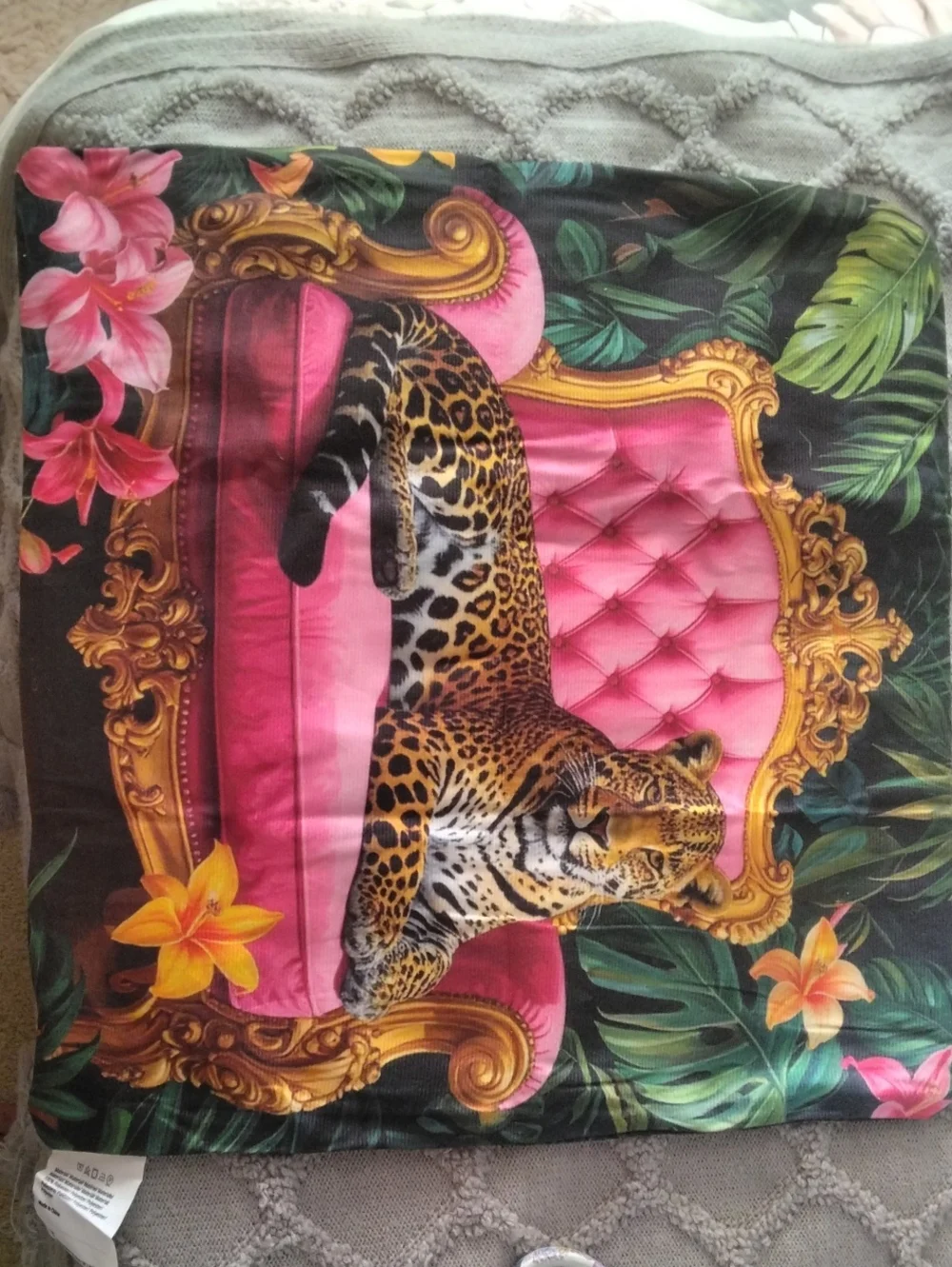 Leopard on Pink Velvet Throne Decorative Throw Pillow Cover